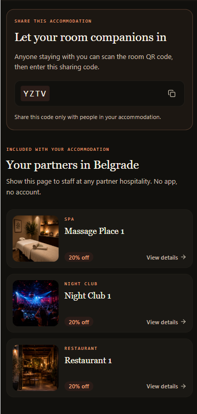 Guest opens the accommodation benefits page